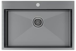 Мойка кухонная Paulmark Kroner PM217551-GM воронёная сталь